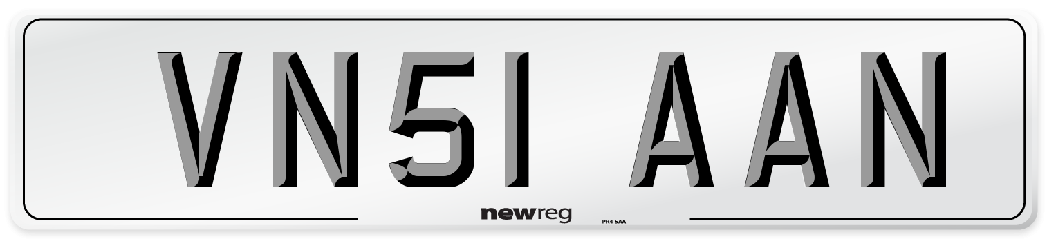 VN51 AAN Number Plate from New Reg